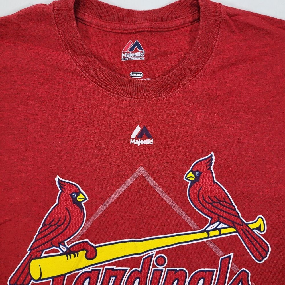 St. Louis Cardinals‎ Men's Medium Majestic Red Tshirt Birds on Bat STL